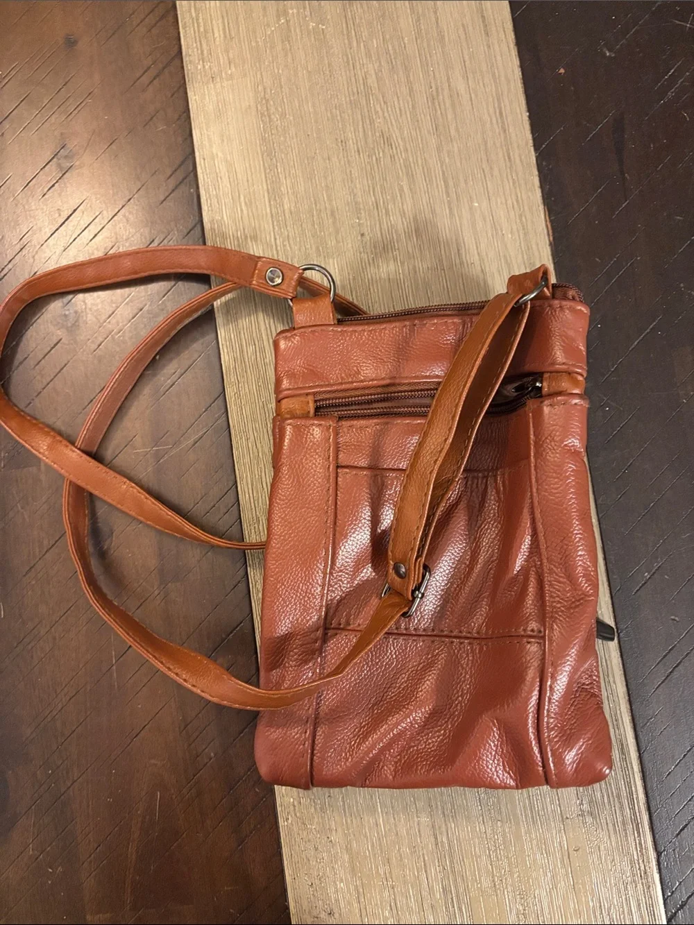 Leather Unisex Crossbody Bag  - Tan Shoulder Sling